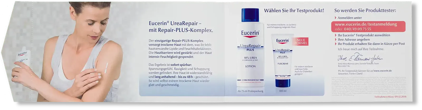 Innenseite Werbe-Flyer Eucerin UreaRepair Plus